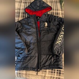 U.S. Polo Assn. Kids Dark Blue Puffer with Red Interior